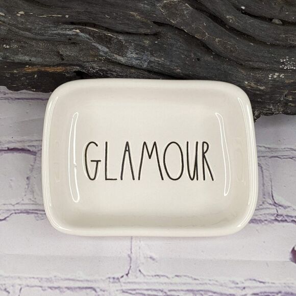 Rae Dunn GLAMOUR Rectangle Ceramic Trinket Dish Soap Dish - Picture 1 of 6